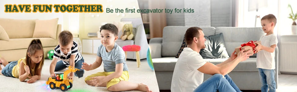 Excavator Truck Kids Toys: Construction 2+ Toddler Toys Digger Truck with Electric Universal Wheel Children Car Toys with Light