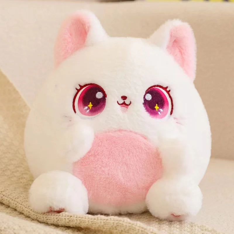 Plush toy cartoon animal sitting fat cat blue pink green white purple big eyes Kawaii kitten children's gifts