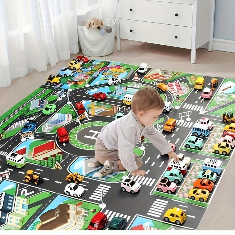 1pc, City Traffic Play Mat, Large Game Pad, Waterproof, Interactive Road Map For Kids Playing With Toy Cars, Educational Tool