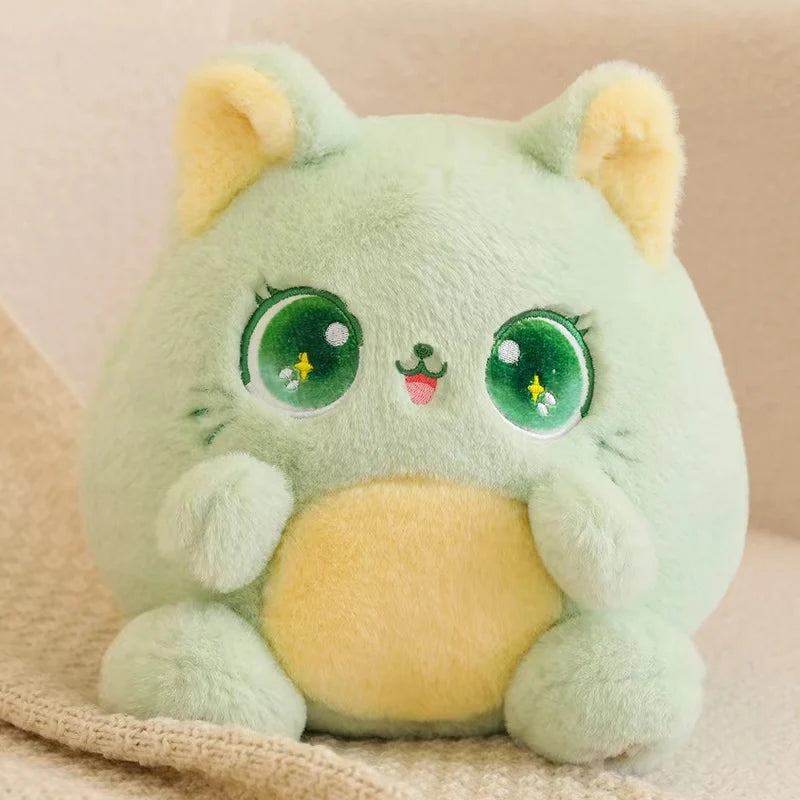 Plush toy cartoon animal sitting fat cat blue pink green white purple big eyes Kawaii kitten children's gifts