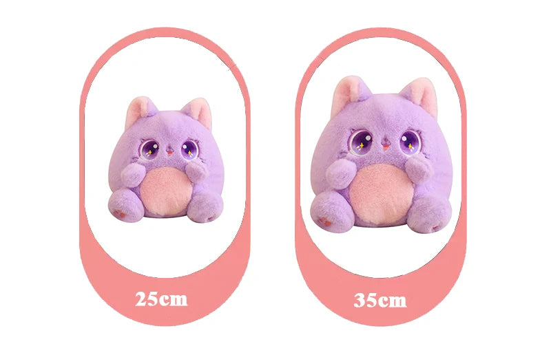 Plush toy cartoon animal sitting fat cat blue pink green white purple big eyes Kawaii kitten children's gifts