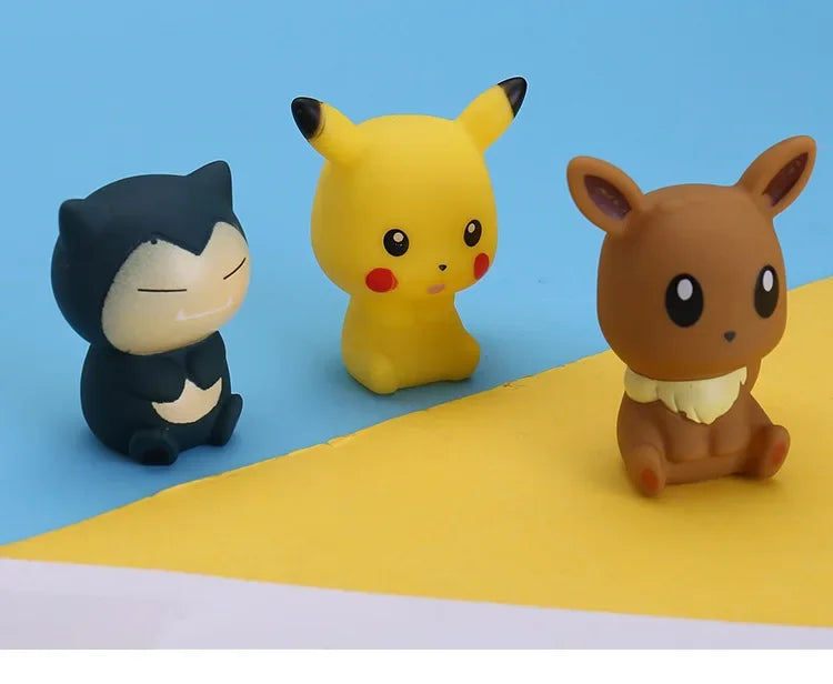 Cute Pokemon Kids Baby Bathroom Toys Anime Pikachu Bulbasaur Charmander Squirtle Eevee Snorlax Cartoon Figures Vocal Bath Toy