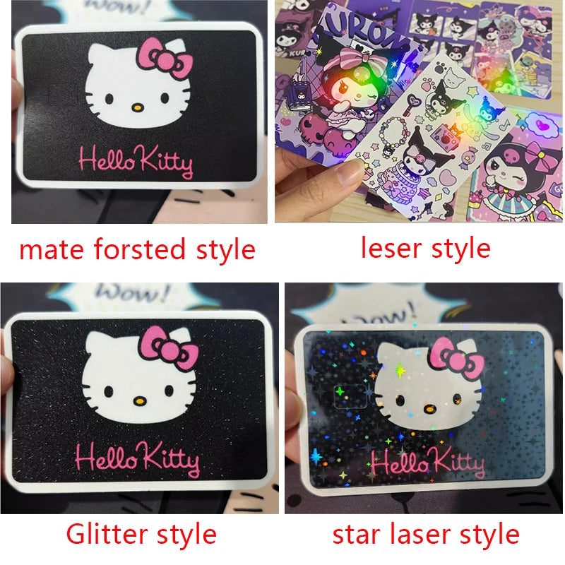 New Hello Kitty 20pcs Credit Debit Card Stickers Anime Fashion Girls Boys Mate PVC Film Tape Skin for Large Small No Chip Gifts