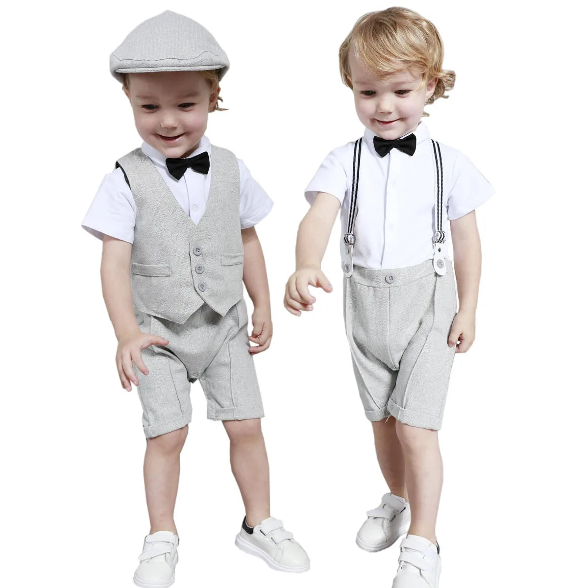 Baby Clothing Set Newborn Infant Wedding Gentleman Outfit Boys Birthday Party Formal Suit Suspender Bow Tie Romper 3PCS