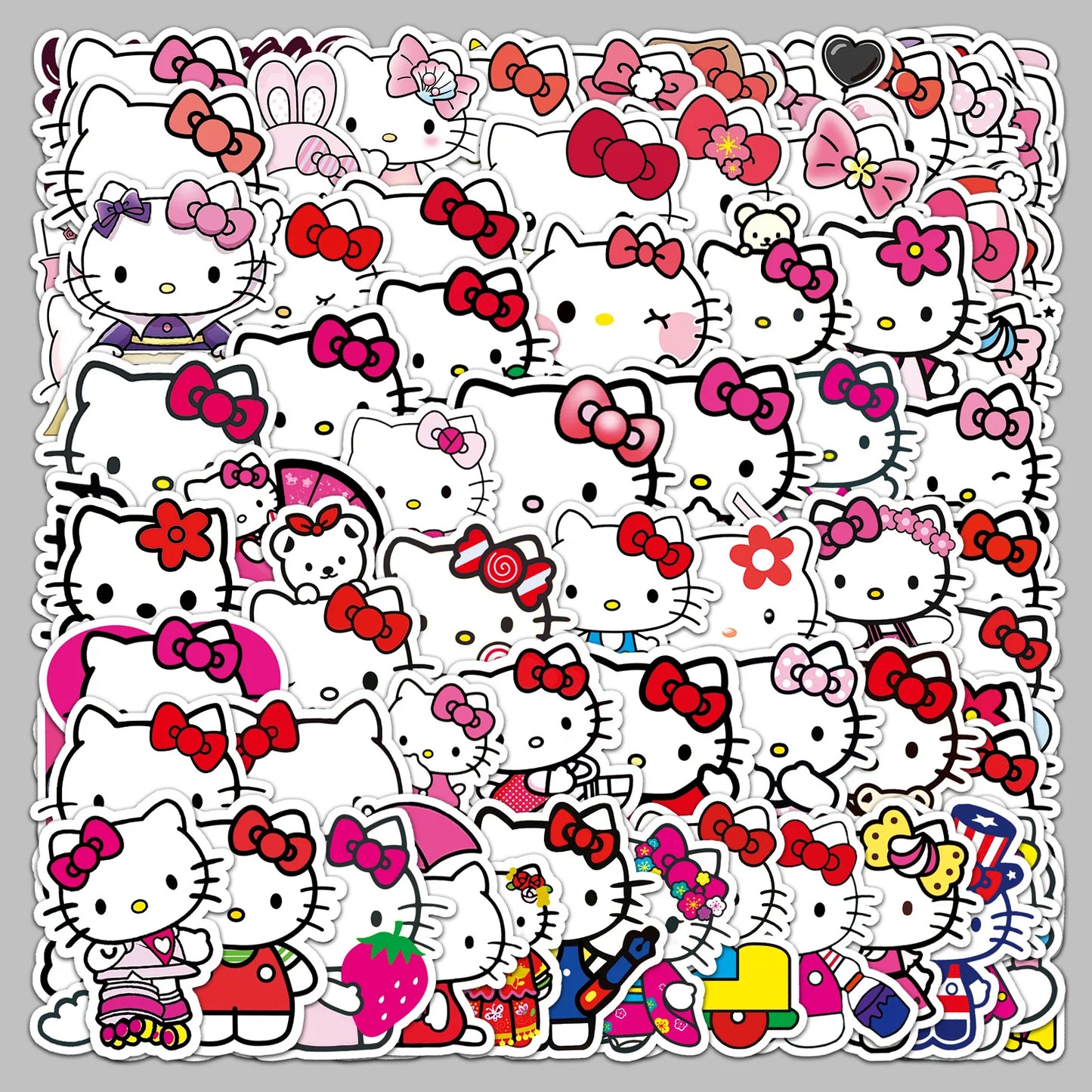 100Pcs Anime Miniso Sanrio Hellokitty Stickers Cartoon Cute Decorative Waterproof Notebook Sweet Stickers Girl's Gift Toy