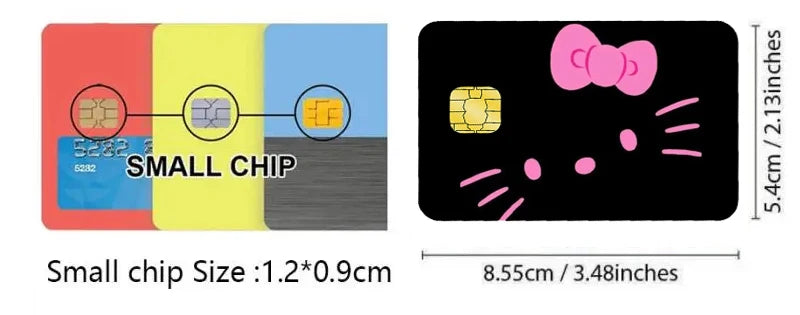 5pcs Hello Kittys Credit Debit Card Sticker Anime kt Pochacco cute Diy Waterproof Poker Sticker Film Tape Skin for Small Chip