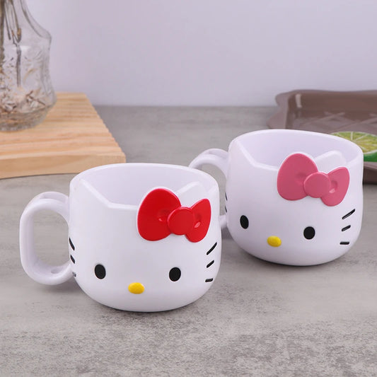 Kawaii Sanrio Anime Water Cup Cute Hello Kitty Breakfast Milk Cup Sweet Cartoon Fashion Versatile Plastic Mug Cup Gifts for Girl