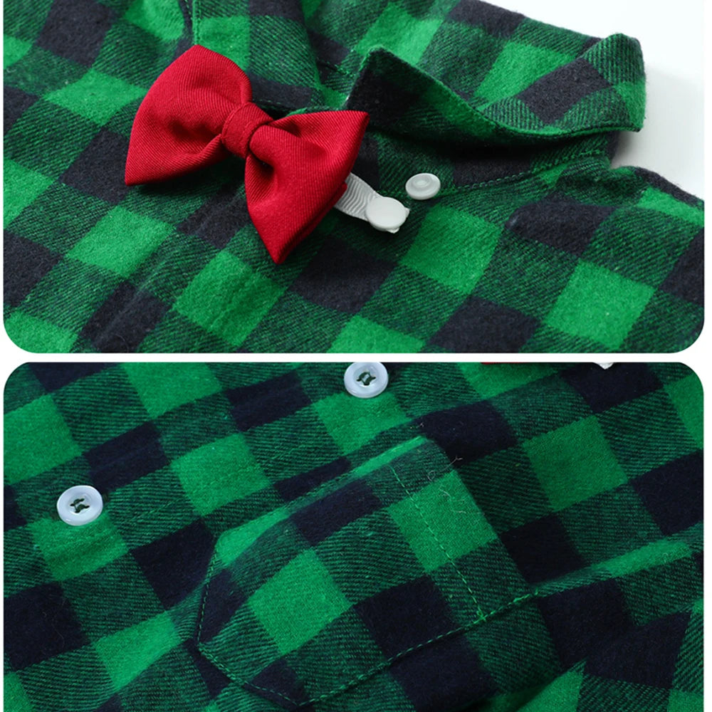 Baby Christmas Outfit Boy Kids Gentleman Formal Suit Toddler Suspenders Clothing Set Infant Party Dress Shirt