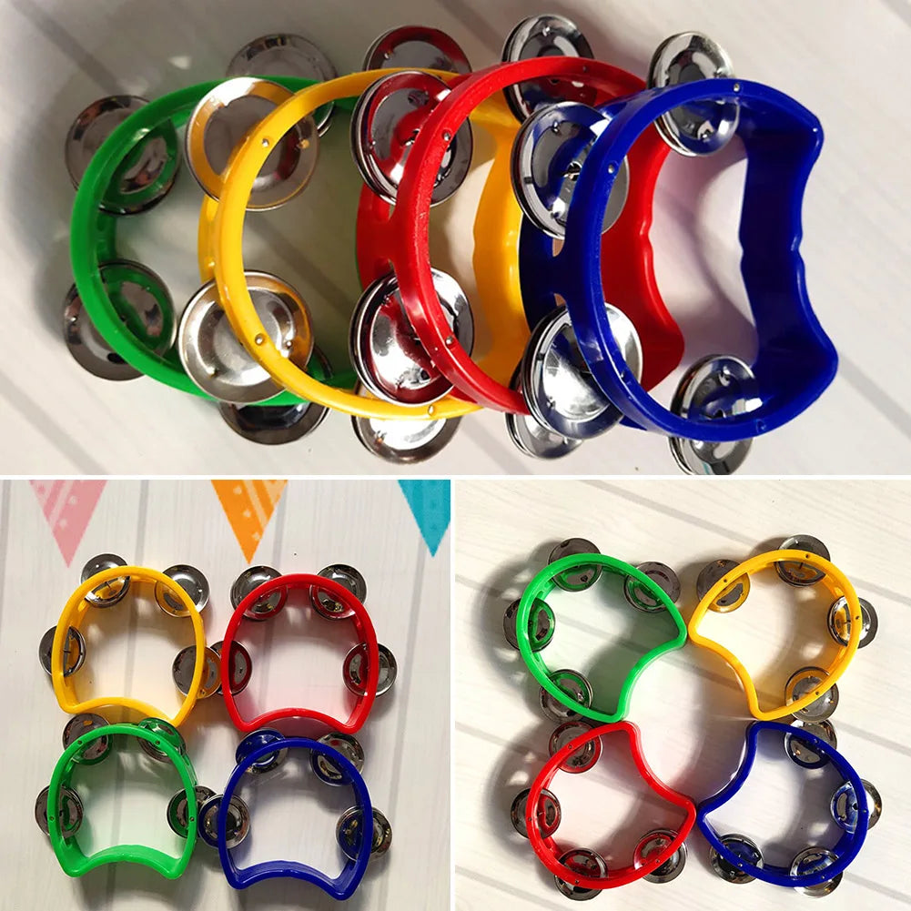 4pcs Tambourine Jingles Hand Rattle Bell Orff Percussion Musical Educational Instruments for Party Kid Game Toys