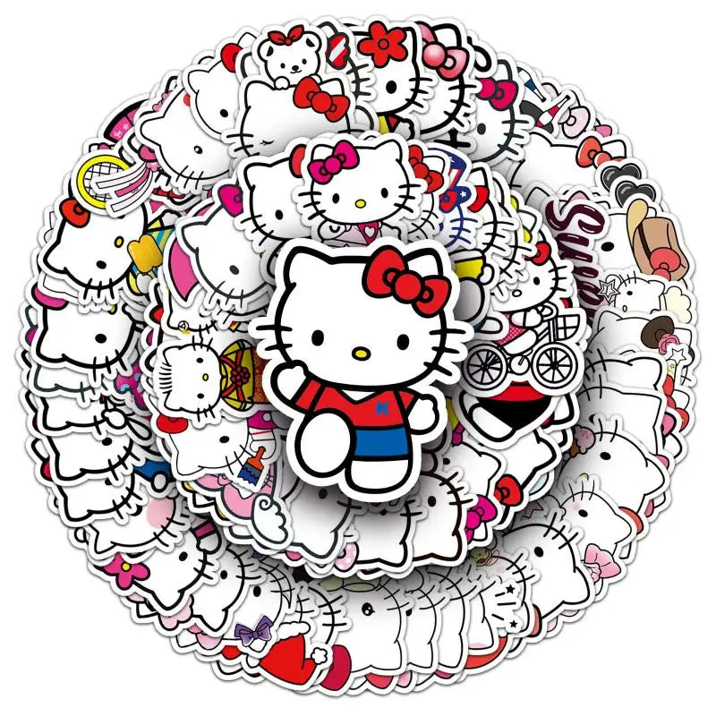 100Pcs Anime Miniso Sanrio Hellokitty Stickers Cartoon Cute Decorative Waterproof Notebook Sweet Stickers Girl's Gift Toy