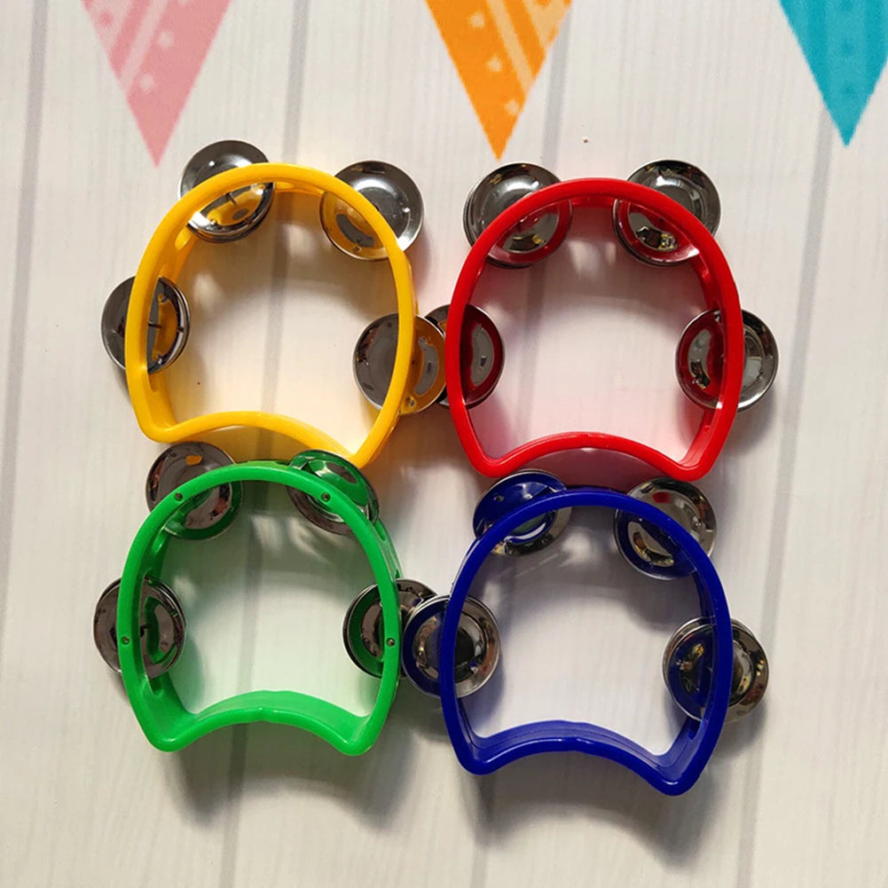 4pcs Tambourine Jingles Hand Rattle Bell Orff Percussion Musical Educational Instruments for Party Kid Game Toys