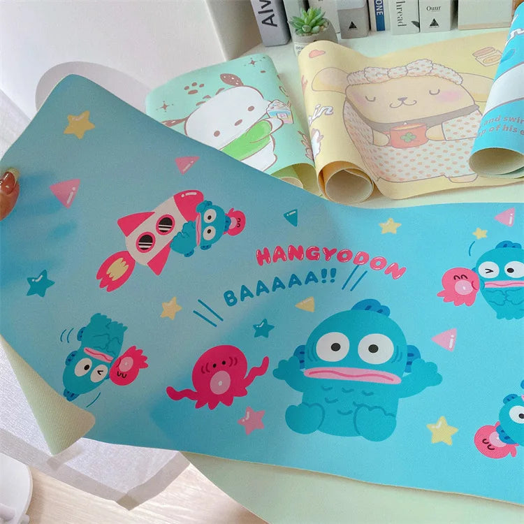Cute Ugly Fish Placemat for Dining and Study, Cartoon Houseware PU Rectangular Table Mat  hello kitty Table mat