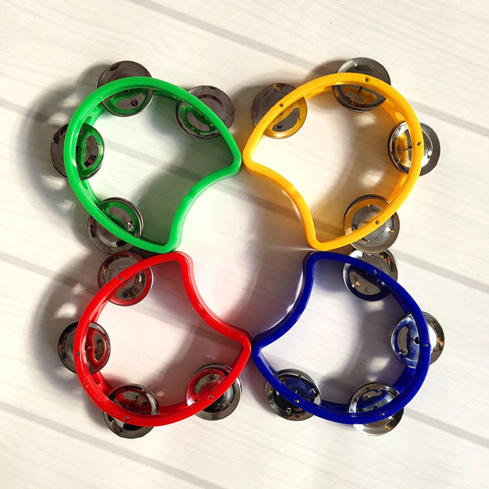 4pcs Tambourine Jingles Hand Rattle Bell Orff Percussion Musical Educational Instruments for Party Kid Game Toys