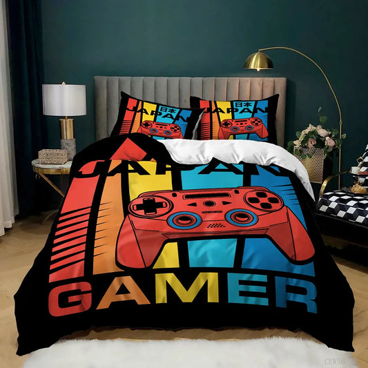 Gamer Duvet Cover for Boys,Game Controller Quilt Cover King/Queen size,cool Gamepad Bedding Set Kids Teen,Modern Gamer Bedding