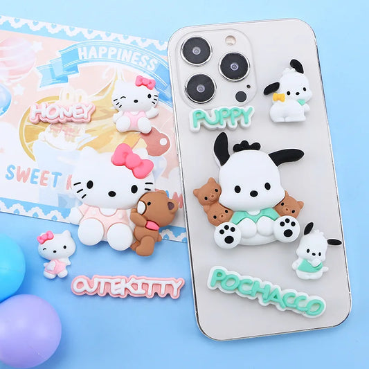 Sanrio Hello Kitty Anime Phone Case Accessories Cute Culomi Cinnamon Dog 3D Resin Accessories Water Cup Decoration Kids Gifts