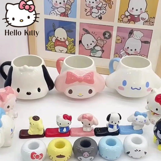 Sanrio Hello Kitty My Melody Kawaii Ceramic Mug Morning Tea Mug Cartoon Large Capacity Milk Coffee Mug Valentine's Day Gift