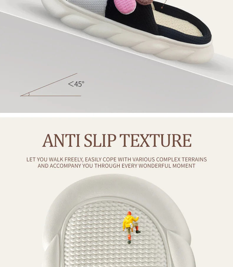 Casual Platform Slippers Women Home Cute Cartoon Cow Designer Shoes Girls Fashion Popular Elegant Indoor Slipper Flats Open Toe