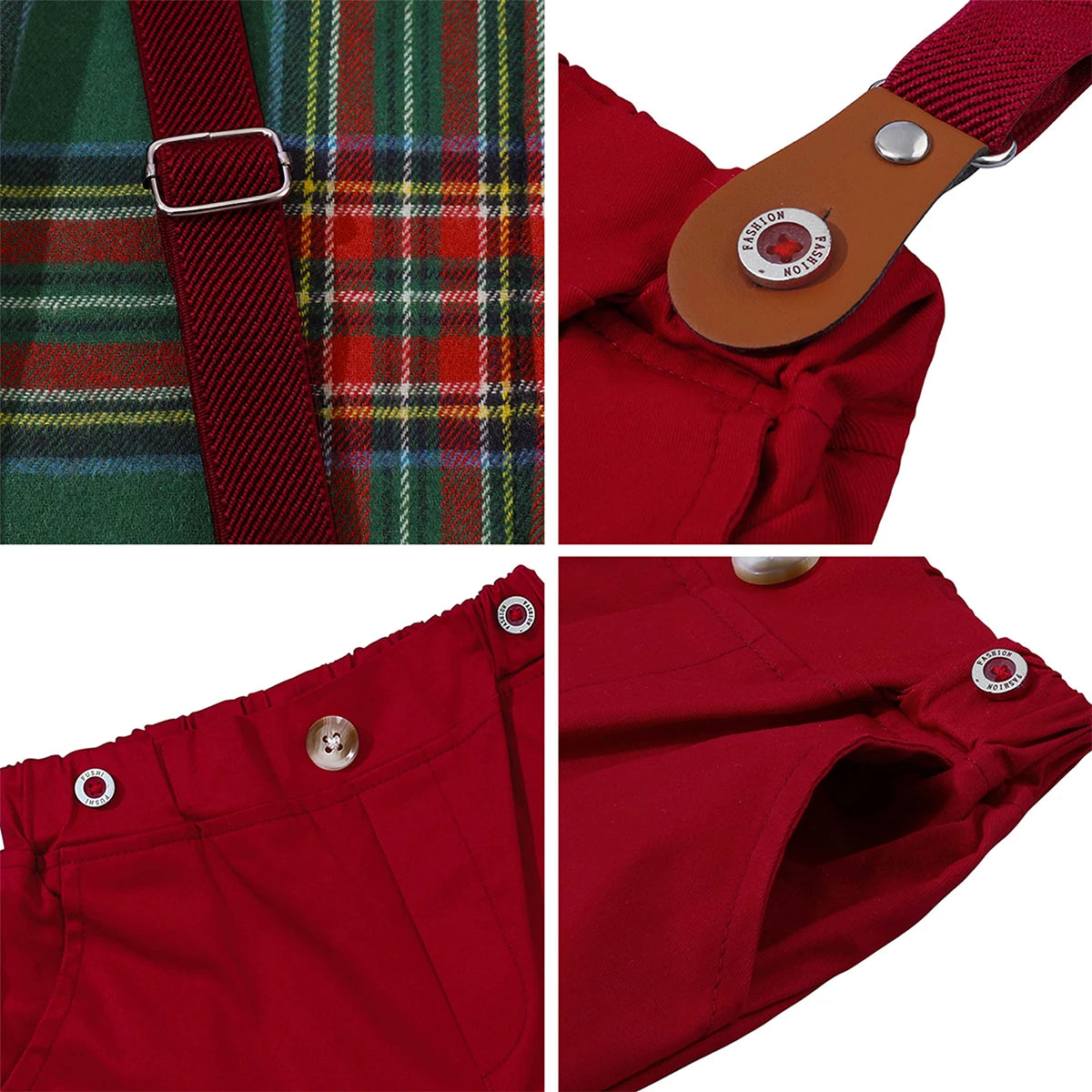 Baby Christmas Outfit Boy Kids Gentleman Formal Suit Toddler Suspenders Clothing Set Infant Party Dress Shirt