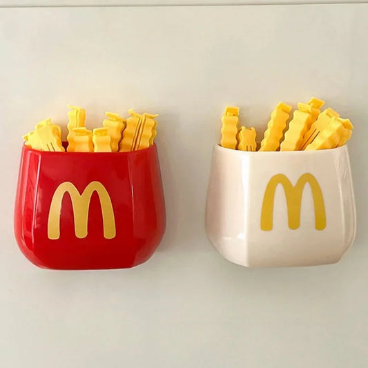 French Fries Food Clip Storage Box Fuuny Packaging Sealer Clip Storage Container Wall Fridge Magnetic Holder Kitchen Organizer