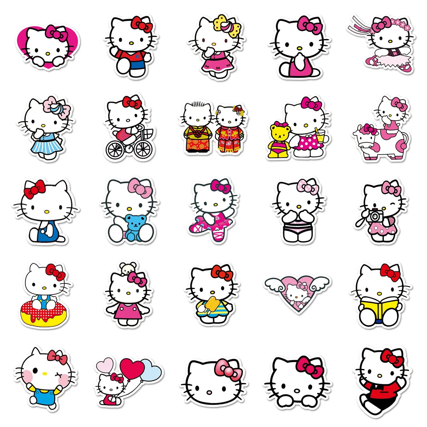 100Pcs Anime Miniso Sanrio Hellokitty Stickers Cartoon Cute Decorative Waterproof Notebook Sweet Stickers Girl's Gift Toy