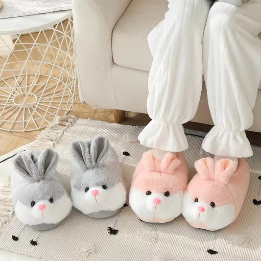 Cute Cartoon Rabbit Cotton Slippers Pack Heel Home Soft Non-slip Warm Breathable Indoor Plush Shoes