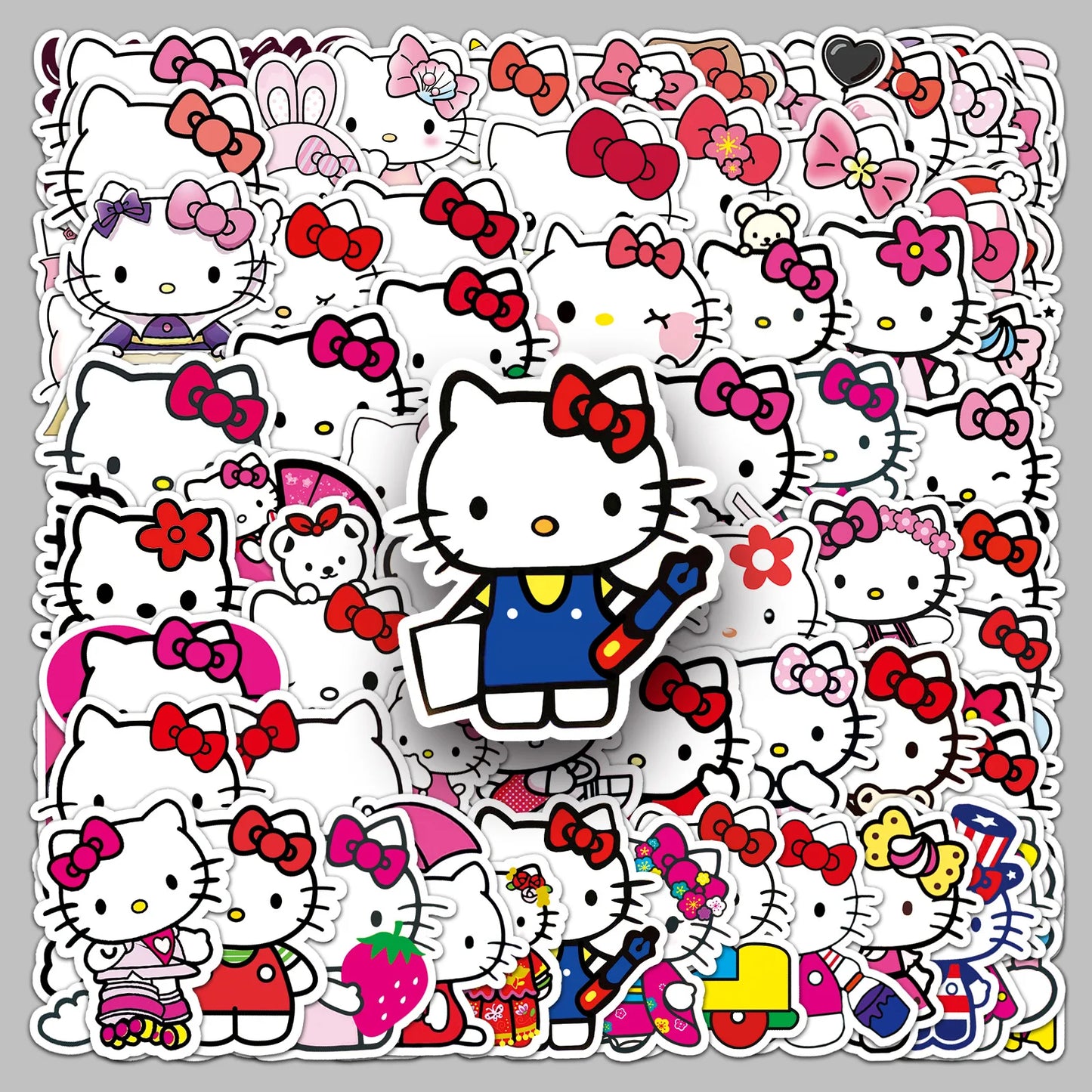 100Pcs Anime Miniso Sanrio Hellokitty Stickers Cartoon Cute Decorative Waterproof Notebook Sweet Stickers Girl's Gift Toy